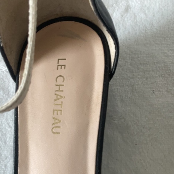 Le Chateau Black and Cream Wedge Sandals - Picture 4 of 7